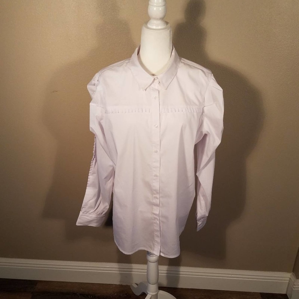 Free Press White Button Down Blouse with Pleats